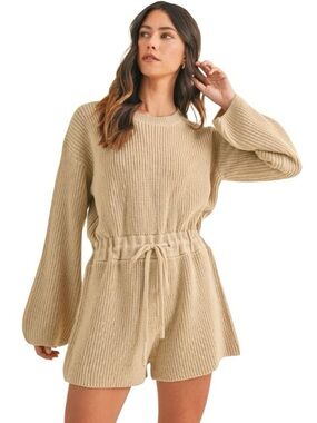 MABLE Beige Knit Sweater Romper small medium